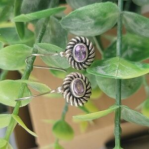 925 Sterling Genuine Amethyst dangle earrings